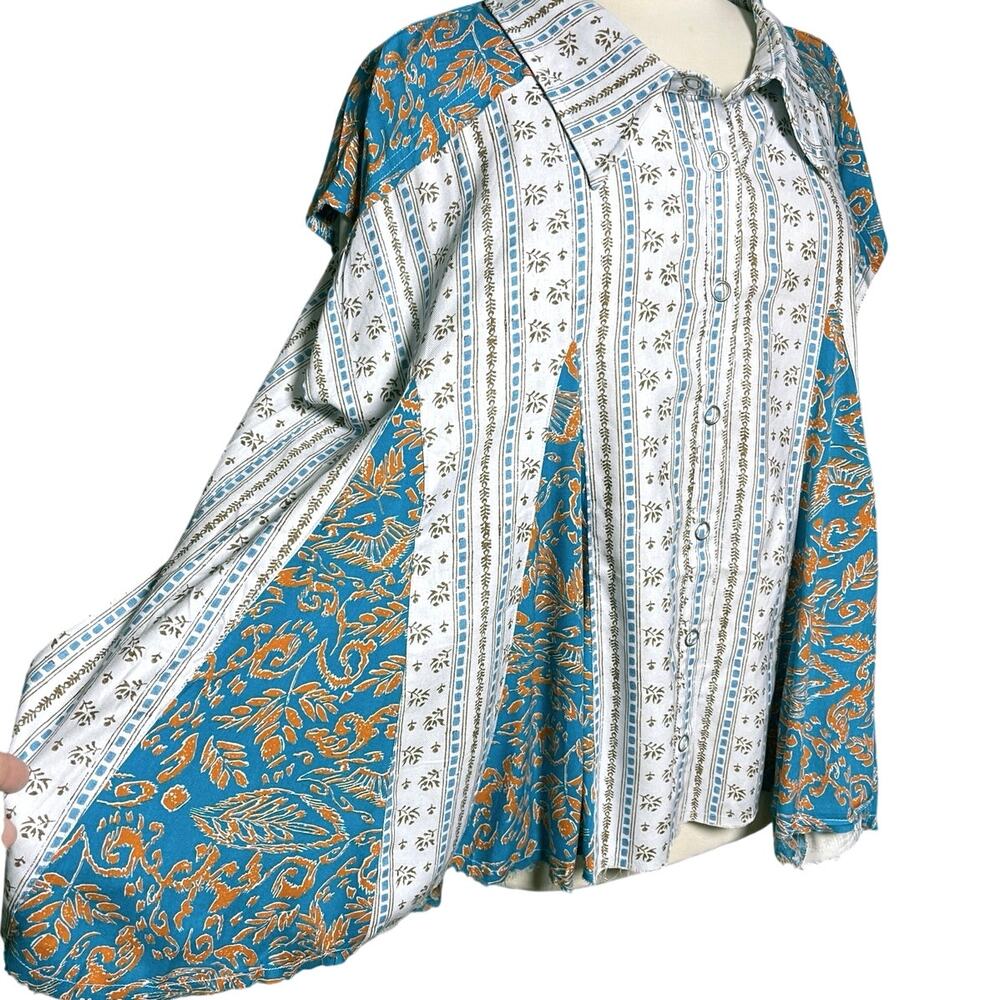 NWOT OLI & HALI Women’s Boho Western Printed Snap Front Swing Tunic - Picture 6 of 9